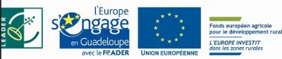Financé par l’Union européenne : programme LEADER et Fonds européen agricole pour le développement rural (FEADER) — L’Europe s’engage en Guadeloupe